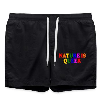 Nature is queer - Short de bain - noir - Devant - AI Model Male 185 light (185cm)