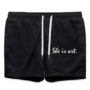She is art - Badeshorts - Schwarz - Vorne - AI Model Male 185 light (185cm)
