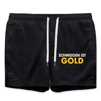 schweigen ist gold - Badeshorts - Schwarz - Vorne - AI Model Male 185 light (185cm)