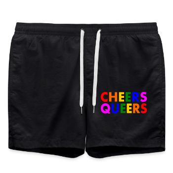 Cheers queers - Swim Trunks - black - Front - AI Model Male 185 light (185cm)