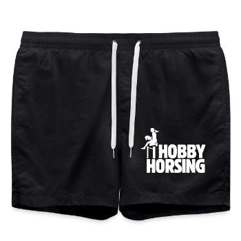 Hobby Horsing - Hobby Cheval - Equitation - Cadeau - Short de bain - noir - Devant - AI Model Male 185 light (185cm)