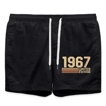 Né en 1967 anniversaire - Cadeau 1967 Vintage 1967 - Short de bain - noir - Devant - AI Model Male 185 light (185cm)