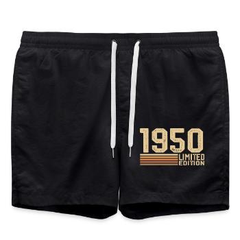 Born in 1950 Birthday - 1950 Vintage 1950 Gift - Swim Trunks - black - Front - AI Model Male 185 light (185cm)