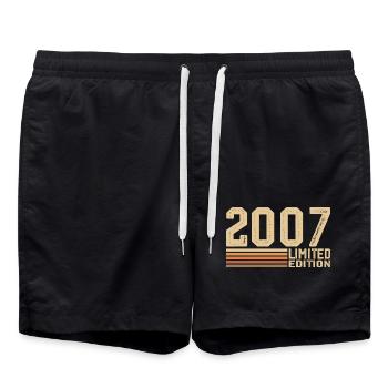 Born in 2007 Birthday - 2007 Vintage 2007 Gift - Swim Trunks - black - Front - AI Model Male 185 light (185cm)