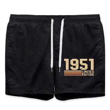 Born in 1951 Birthday - Gift 1951 Vintage 1951 - Swim Trunks - black - Front - AI Model Male 185 light (185cm)