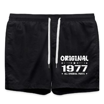 Né en 1977, Cadeau Anniversaire 1977 Original 1977 - Short de bain - noir - Devant - AI Model Male 185 light (185cm)