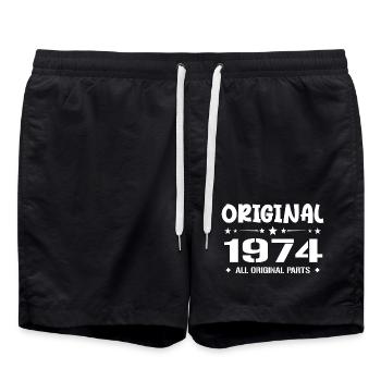 Né en 1974, Cadeau Anniversaire 1974 Original 1974 - Badeshorts - Schwarz - Vorne - AI Model Male 185 light (185cm)