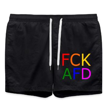 Fck afd - Badeshorts - Schwarz - Vorne - AI Model Male 185 light (185cm)