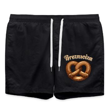 Brezensoiza - Brezel - Brezn - lecker - Badeshorts - Schwarz - Vorne - AI Model Male 185 light (185cm)