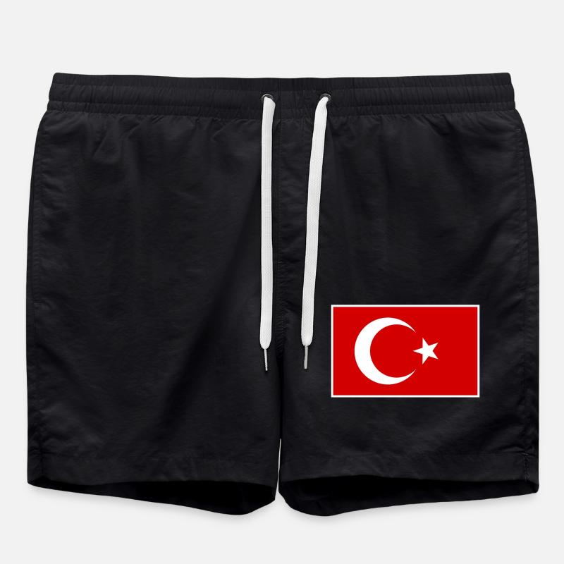 Turkey Türkiye Flag - Swim Trunks - black
