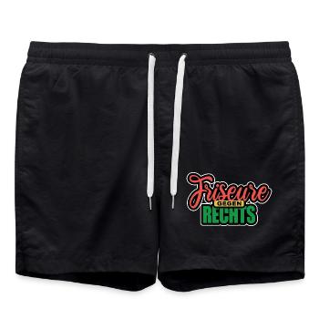 Friseure Gegen Rechts - Gegen Rechts, gegen Hetze - Badeshorts - Schwarz - Vorne - AI Model Male 185 light (185cm)