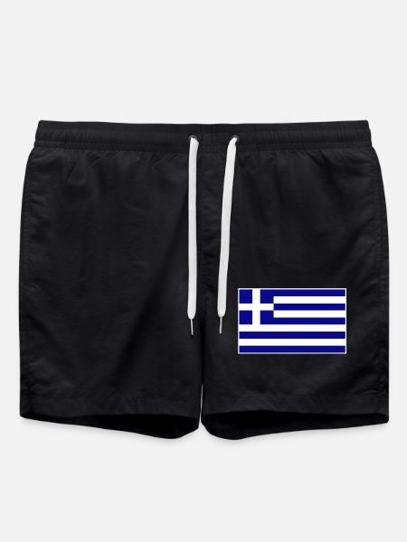 Greece Flag - Swim Trunks - black