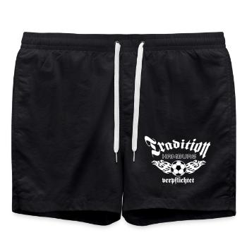 Hamburg , Tradition , Tradition verpflichtet (25) - Badeshorts - Schwarz - Vorne - AI Model Male 185 light (185cm)