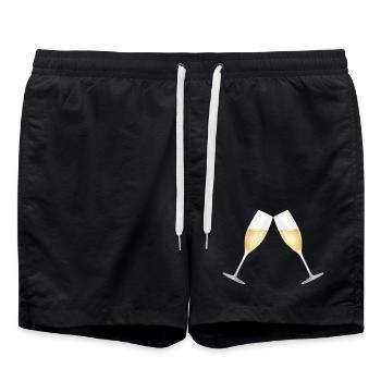Deux coupes de remplies de vin mousseux - Short de bain - noir - Devant - AI Model Male 185 light (185cm)