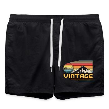Rétro Vintage Sunset - Short de bain - noir - Devant - AI Model Male 185 light (185cm)