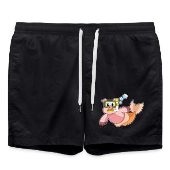 Schwein Taucher Schnorchel Tauchen - Badeshorts - Schwarz - Vorne - AI Model Male 185 light (185cm)