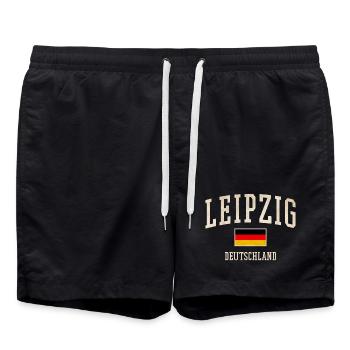 Leipzig Deutschland Flaggenlook - Badeshorts - Schwarz - Vorne - AI Model Male 185 light (185cm)
