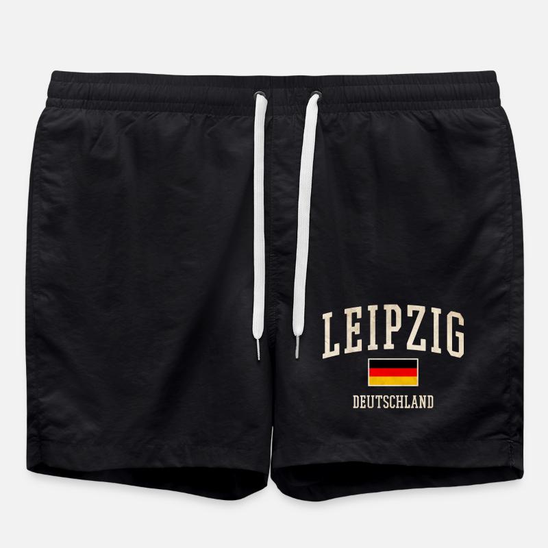 Leipzig Germany Flag Look - Swim Trunks - black