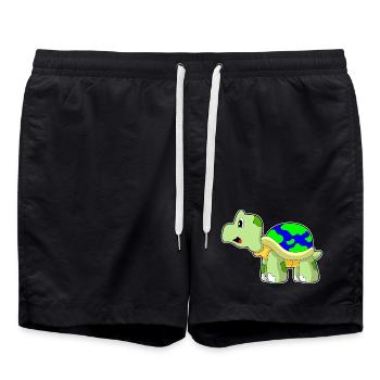 Turtle Earth Globe - Swim Trunks - black - Front - AI Model Male 185 light (185cm)