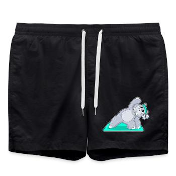 Hippopotamus Yoga Fitness Gymnastics - Swim Trunks - black - Front - AI Model Male 185 light (185cm)