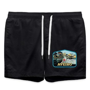 bateau de Moliceiros à Aveiro, Portugal - Short de bain - noir - Devant - AI Model Male 185 light (185cm)