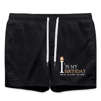 it's my birthday - Badeshorts - Schwarz - Vorne - AI Model Male 185 light (185cm)