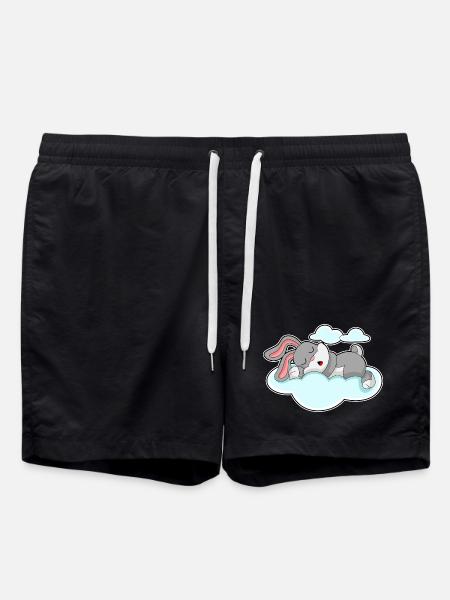 Bunny Sleeping Clouds - Swim Trunks - black