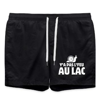 y'a pas le feu au lac, expression Suisse, Suisse - Short de bain - noir - Devant - AI Model Male 185 light (185cm)