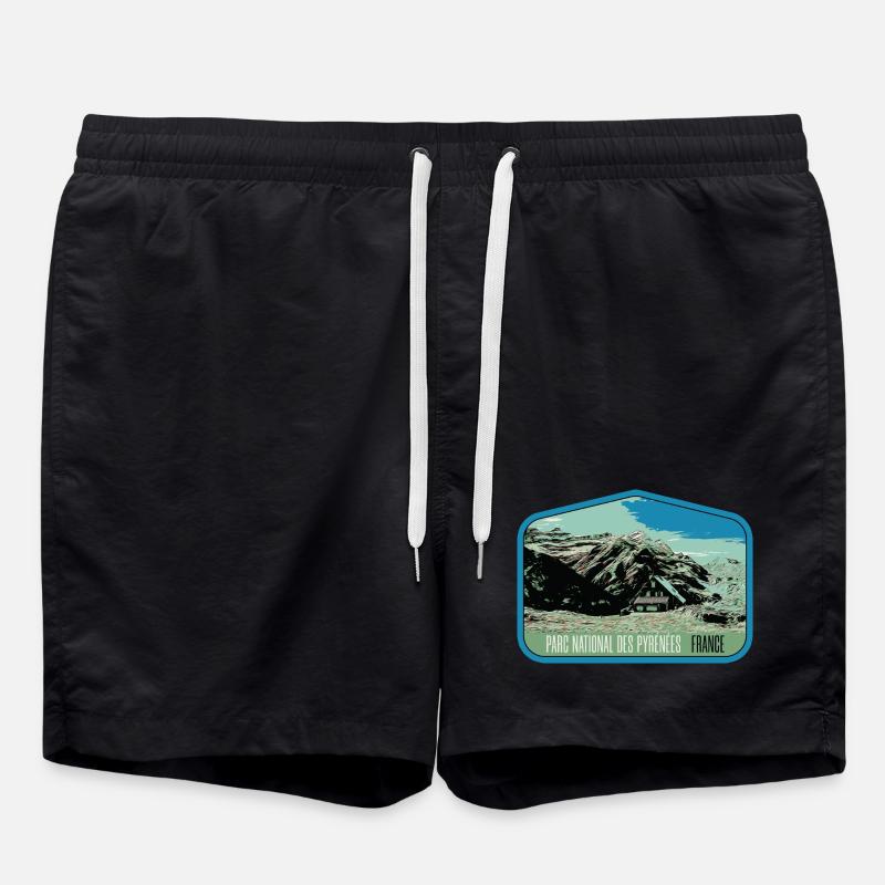 Pyrenees Landscape Escutcheon: Authentic Nature - Swim Trunks - black