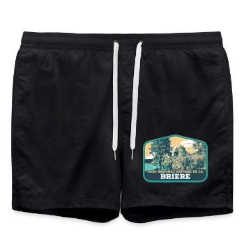Écusson Paysage Brière : Nature Authentique - Short de bain - noir - Devant - AI Model Male 185 light (185cm)