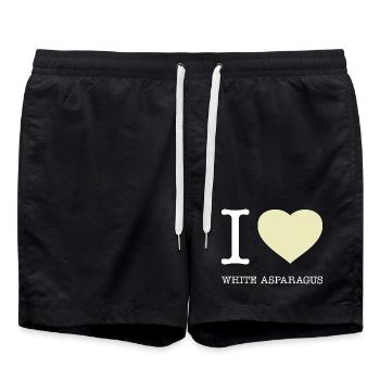 I LOVE WHITE ASPARAGUS Spargel - Badeshorts - Schwarz - Vorne - AI Model Male 185 light (185cm)
