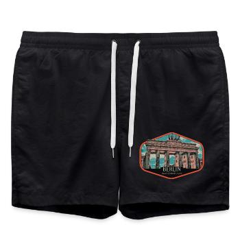 Brandenburg Gate Illustration, Berlin - Swim Trunks - black - Front - AI Model Male 185 light (185cm)