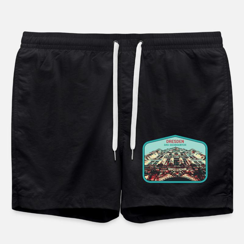 Illustration: Georgentor, Dresden - Badeshorts - Schwarz