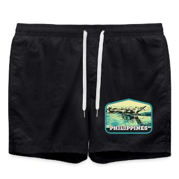 Authentisches Angeln auf den Philippinen - Badeshorts - Schwarz - Vorne - AI Model Male 185 light (185cm)