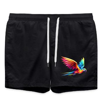 3D geometrischer mehrfarbiger Origami-Papagei - Badeshorts - Schwarz - Vorne - AI Model Male 185 light (185cm)