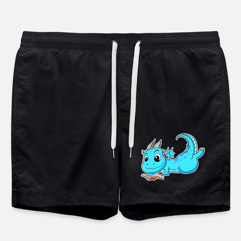 Dragon Book Reading - Swim Trunks - black