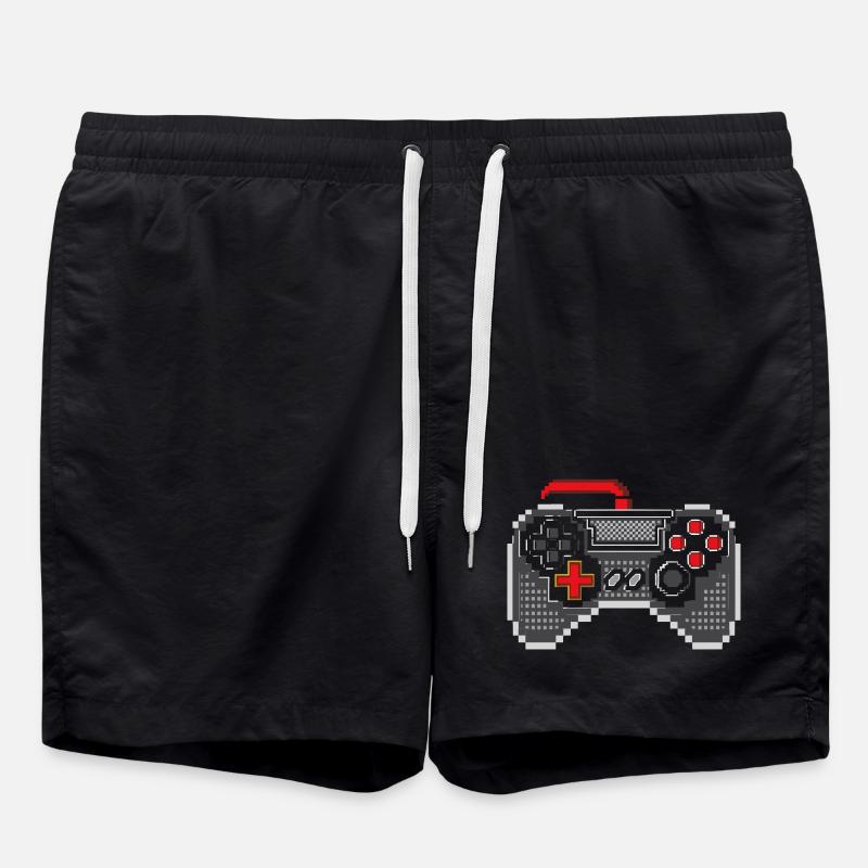 Gamepad Pixel Art - Swim Trunks - black