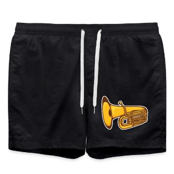 Tuba Sketch - Swim Trunks - black - Front - AI Model Male 185 light (185cm)