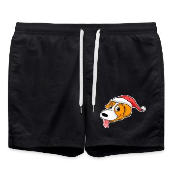 Chapeau de tête de chien de Noël - Short de bain - noir - Devant - AI Model Male 185 light (185cm)