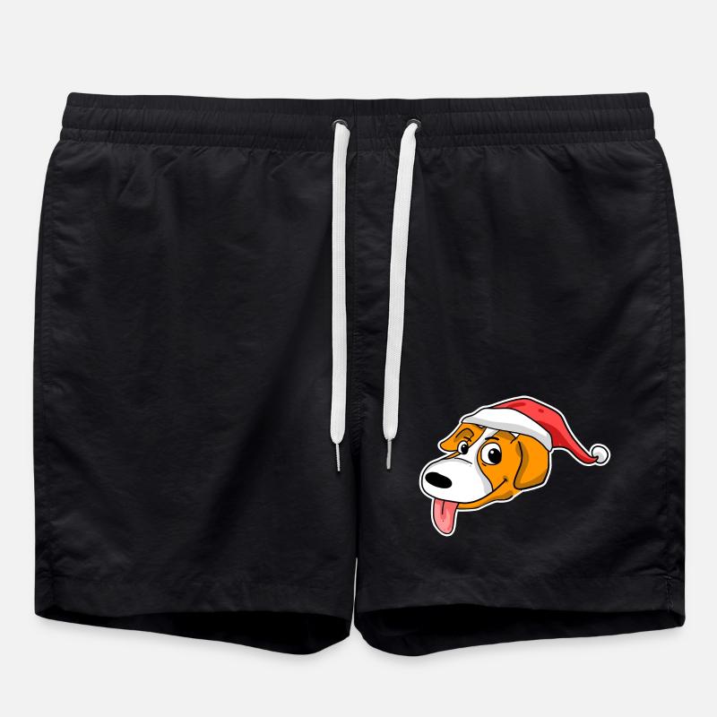 Christmas Dog Head Hat - Swim Trunks - black