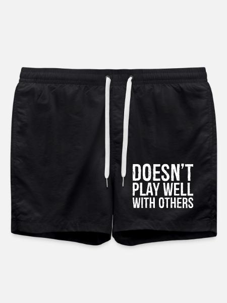 doesn't play well with others - Swim Trunks - black