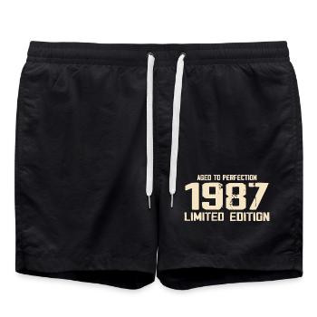 1987 Edition limitée 1987 Anniversaire 1987 Rétro - Short de bain - noir - Devant - AI Model Male 185 light (185cm)