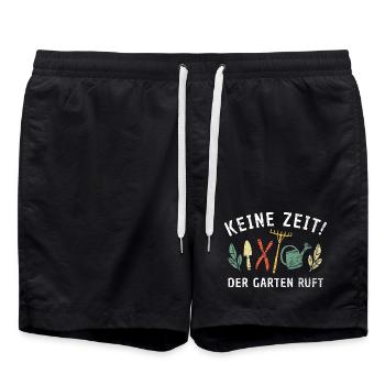 Keine Zeit - Der Garten Ruft Retro Gärtner Natur - Badeshorts - Schwarz - Vorne - AI Model Male 185 light (185cm)