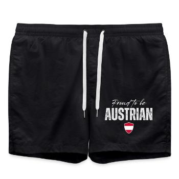 Proud Austrian, Made in Austria - Badeshorts - Schwarz - Vorne - AI Model Male 185 light (185cm)