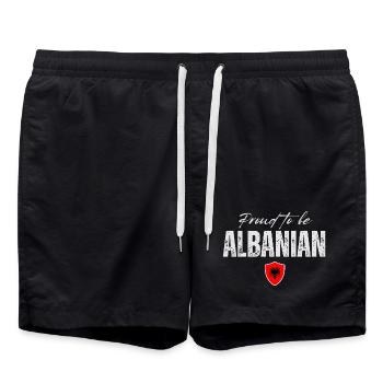 Albanais, Made in Albania - Short de bain - noir - Devant - AI Model Male 185 light (185cm)