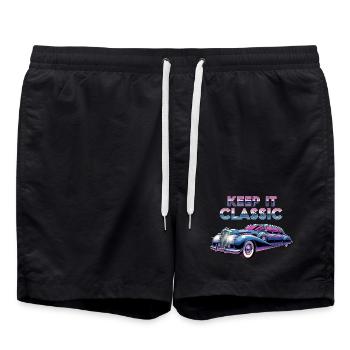 Vintage Limousine Neon Design - Badeshorts - Schwarz - Vorne - AI Model Male 185 light (185cm)