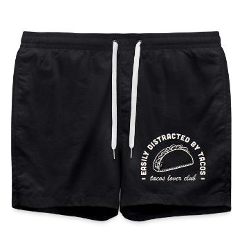 Tacos Liebhaber lustig mexikanisches Essen Witze Latino Humor - Badeshorts - Schwarz - Vorne - AI Model Male 185 light (185cm)