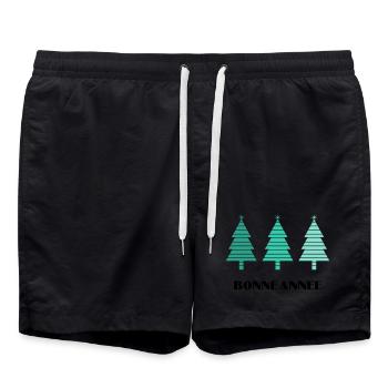 HAPPY NEW YEAR. NEW YEAR'S EVE. NEW YEAR - Swim Trunks - black - Front - AI Model Male 185 light (185cm)