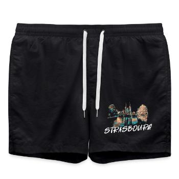 Strasbourg Cathedral – Illustration - Swim Trunks - black - Front - AI Model Male 185 light (185cm)
