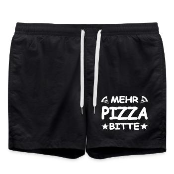 Pizza - Badeshorts - Schwarz - Vorne - AI Model Male 185 light (185cm)